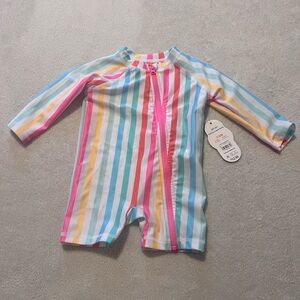 Wonder Nation Colorful Striped Baby Swimsuit Size 3-6 Months New